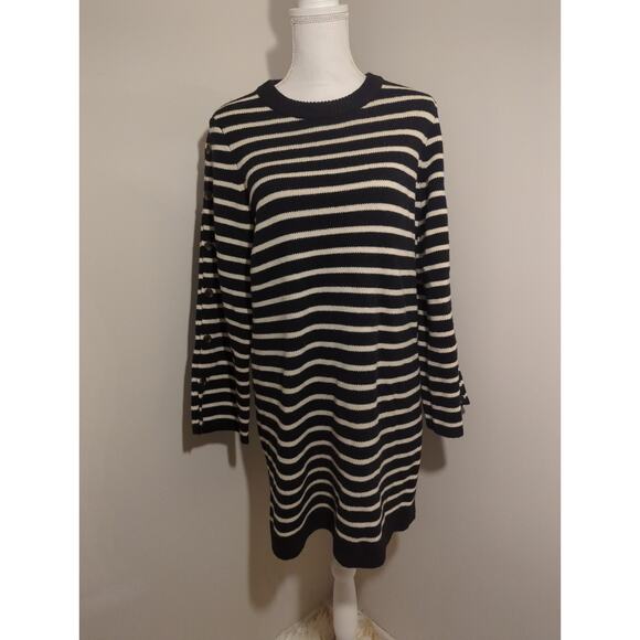 Madewell Dresses & Skirts - Madewell Sz M Black and White Murano Wool Striped Sweater Dress